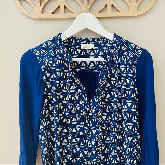 Meadow Rue by Anthro. Evella Blouse Blue Sz Medium - Picture 2 of 8